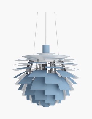 PH Artichoke Lamp, Small Smokey Blue and Chrome